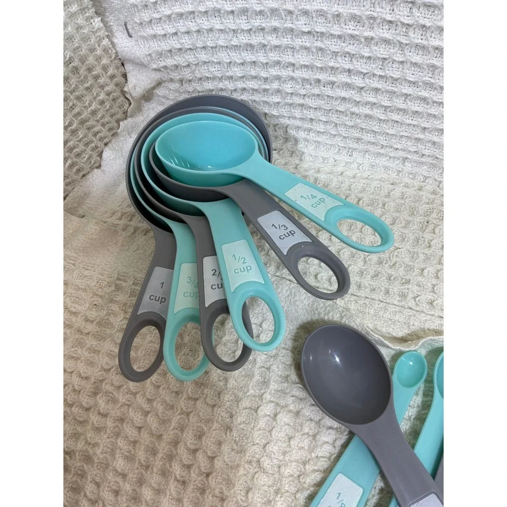 Modern Kitchen‎ Unisex Farberware Measuring Cups Spoons Set 11pc Teal Grey